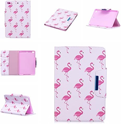 JHTC for Apple iPad Mini 4 Case with Auto Sleep &amp; Wake Function Flip Wallet Case Leather Soft Silicone Shock Proof Protective Backcover with Stand Credit Card Holder Magnetic Cover Ultra Thin Red Flamingo Personalised Cute Funny Patterned Clear Design Colorful Cases Gift for girls