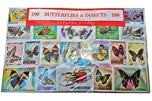MY LONDON SOUVENIRS Papillons et Insectes Collection de 100 Timbres - du Monde Entier/Tous Différents/Souvenir Entomologique