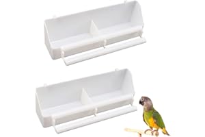 HUIANPEN 2 Pezzi Ciotole per Pappagalli,Ciotole Mangiatoia Uccelli,Mangiatoia per Gabbie,Mangiatoia Uccellini in Plastica,2 Scomparti Ciotola Per Appendere,per Pappagalli, Criceti, Conigli, Uccelli (Bianco)
