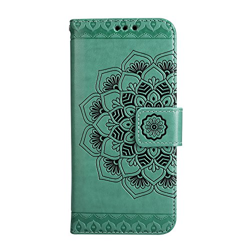 FÃ¼r iPhone 6 Plus/6S Plus 5.5Zoll Flip PU Leder Brieftasche, Herzzer Klassisch Jahrgang [Mandala Blume Muster] Tasche Handy Case Schutz HÃ¼llen im Bookstyle HandyhÃ¼lle Ledertasche mit Stand Funktion KartenfÃ¤cher Magnetverschluss Magnet Etui Schale SchutzhÃ¼llen Handytasche FÃ¼r iPhone 6 Plus/6S Plus 5.5Zoll + 1 x Free Handy Halter Stand + 1 x Free Touch Pen Stylus Stift - GrÃ¼n