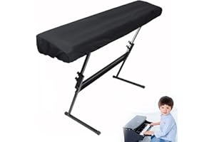 iKiKin Piano Keyboard Cover, Nero Flessibile Tastiera Pianoforte Copertura Impermeabile con Chiusura a Cordoncino per Digitalpiano, Yamaha, Casio, Console (88 Tasti)