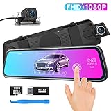 Dashcam Voiture Rétroviseur ThiEYE 10' Caméra de Recul Embarquée Écran Tactile [1080P 170°+720P 170°] G-Capteur, Enregistrement en Boucle, Vision Nocturne, Moniteur Stationnement avec Carte SD 32 GO