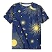 Price comparison product image AMhomely Men Summer Fashion Casual Printing Short-Sleeve Plane-Moom T-Shirt Top Blouse Navy
