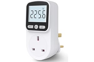 MECHEER Electricity Usage Monitor Power Meter Plug Backlight Energy Monitor Plug Watt Meters 8 Modes, UK Socket Power Monitors Large LCD Display Consumption KWH Amp Volt Meter Outlet