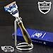 Produktbild Premium Hand-montiert Gillette Fusion Rasierapparat mit Horn Replica Griff & Chrom Edelstahl Ständer | Gents Rasierpinsel & Pflege Essentials > Geschenk für ihn