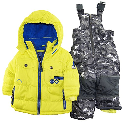 Rugged Bear Baby-Boys Infant Winter 2 Piece Snowsuit in Camo with Ski Pant Set, Acid, 18 Months