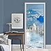 Produktbild TJFGJ Türaufkleber Blue Sky White Clouds Landscape PVC Self-Adhesive Waterproof Door Sticker 3D Wallpaper Decal Living Room Door Decor Poster Mural 77 * 200cm