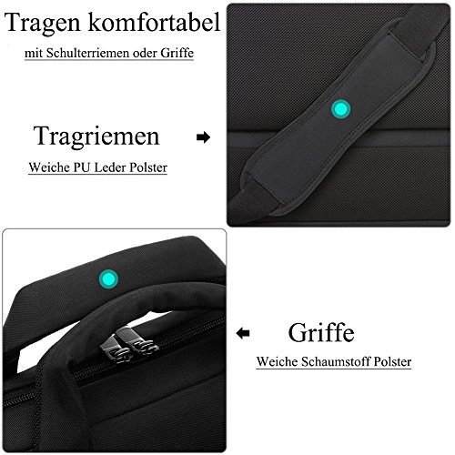 BRINCH 15,6 Zoll Nylon Gewebe leicht Laptoptasche Umhängetasche Business Tasche Schultertasche Henkeltasche mit Fronttasche und Trageriemen für 15 – 15,6 Zoll Laptop / Notebook / MacBook / Ultrabook / Chromebook / Tablet Computer,Schwarz - 5