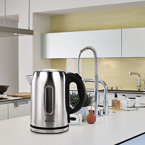 Homdox Wasserkocher Edelstahl 1,7 Liter, mit Blauer LED Beleuchtung und Automatische Abschaltung, 2200 Watt Maximal, Elektrische Wasserkessel - 6