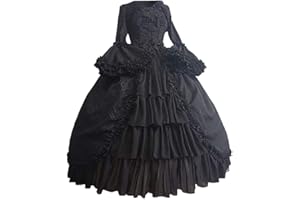 Duohropke Vestido de baile estilo rococó para mujer, vestido gótico victoriano, disfraz de época medieval, varias capas, con encaje, estilo vintage de princesa para cosplay, largo hasta el suelo