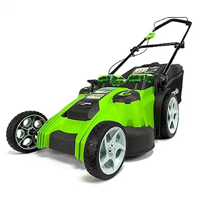 Greenworks Tools 2500207VC Tondeuse sans fil doubles lames lithium-ion avec 2 batteries 2 Ah/chargeur 49 cm 40 V