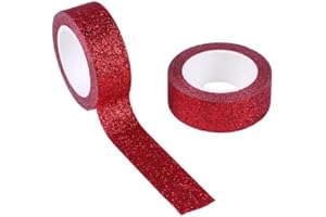 SYNTEGO Cinta adhesiva decorativa Washi con purpurina para pegar en el borde de purpurina (rojo)