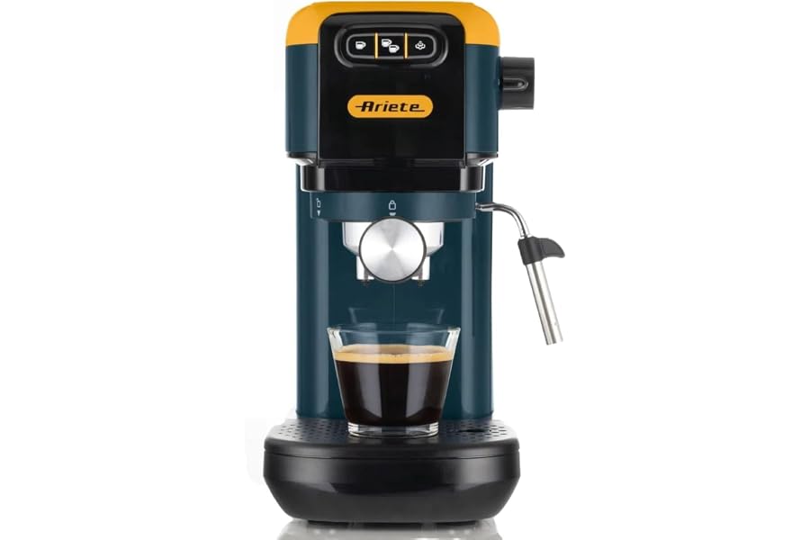 Ariete 1399 Espresso Machine Mango Yellow for ESE Powder and Pods 1300 W, Capacity 1.1L, 15 Bar Pressure, Filter 1, 2 Cups and ESE Pods Cappuccino, Yellow