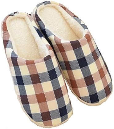 Omiyrk Autumn And Winter Warm Cotton Slippers Plaid Puppy Shoes Platform Shoes Couple Home Pregnant Women Shoes Indoor Non-slip Home Shoes Men And Women,D-40/41