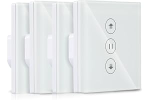 HEUXGIR Interrupteur Volet Roulant Connecté, 86x86mmInterrupteur Tactile pour Rideau de Fenêtre Compatible avec Alexa, Google Home, Contrôle de Pourcentage et Commande Vocale Fil Neutre Requis (4)