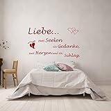 WANDTATTOO Wandschnörkel ®AA141 ~ LIEBE...zwei Seelen ein Gedanke ~Spruch Wanddekoration Wandaufkleber Schlafzimmer,Farbauswahl./Größenauswahl Wandaufkleber