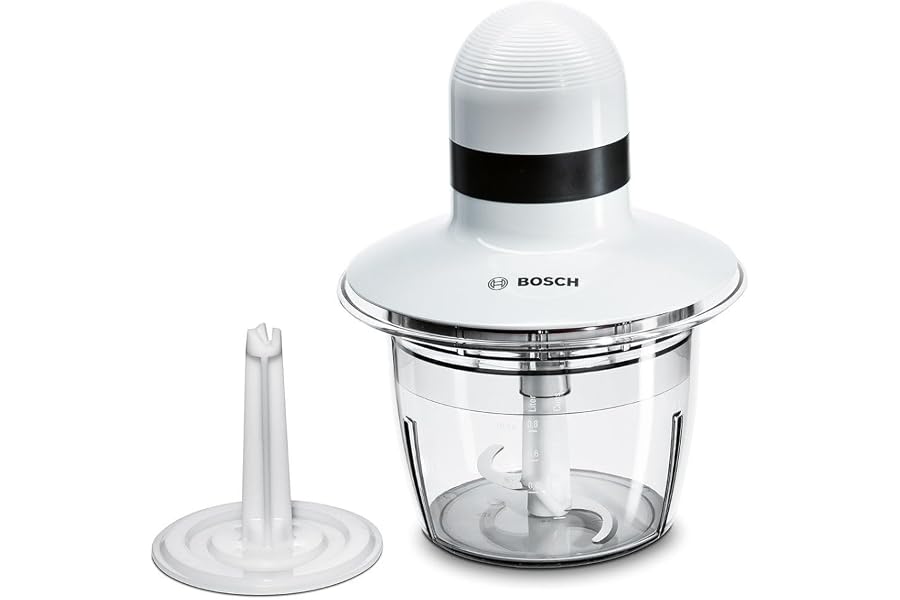 Bosch MMR08A1 Chopper, 400W, Stainless Steel Blades, Bowl 800 ml Dishwasher Safe, Microwave Safe Container, Easy to Use, White