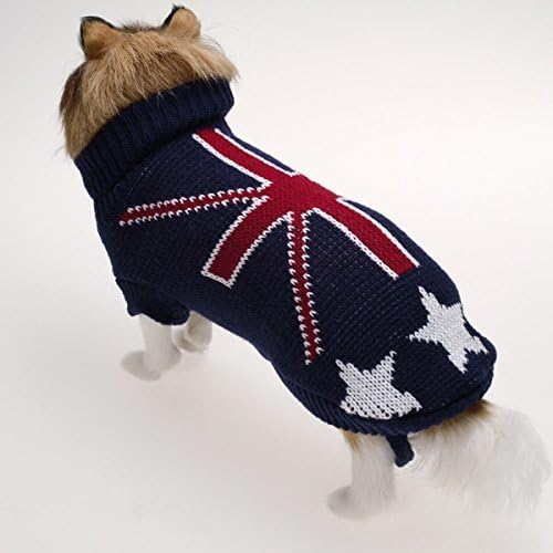 Kelaina Winter Warm Small Dog Puppy Knitted Turtleneck Sweater Clothes Union Jack Pattern (XXS)