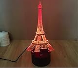 SmartEra® 3D optische Täuschung Eifelturm Beleuchtung Nacht 7 Farbwechsel USB Touch Taste LED Schreibtisch Tabellen Licht Lampe Tischleuchte - 4