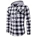 Produktbild F.Lashes Herren Hemd Kapuzenpullover Langramshirt Herbst Frühling Kapuzenhemd Freizeithemd Slim Fit(EU L (Asien XXL), Schwarz Weiß)