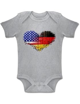 beVintage Flaggen - Deutsch-Amerikanische-Flagge-Herz - BZ10 Baby kurzarm Body Strampler