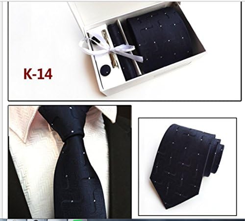 Mens Business Tie 6 pc(Tie,Scarf,Cufflinks,Tie Clip,White Gift Box,Gift Bag) (K-14)