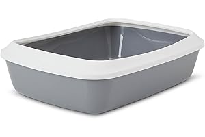 PETGARD Schalentoilette Katzentoilette Katzenklo mit abnehmbarem Rand grau-Weiss IRIZ