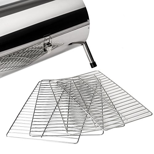 TecTake Edelstahl BBQ Grill mit großer Doppelgrillfläche Holzkohlegrill Grilltonne Silber - 5