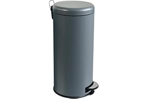 JM ·YIPENG 30L Bathroom Bin,Round Pedal Bin with Removable Inner Bucket and Soft Close Lid,Rubbish Binf or Home,Bathroom,Kitchen,Bedroom,and Office,Grey