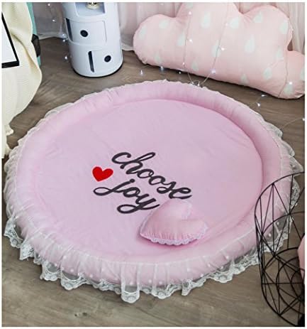 LYYDITAN ZHDC® Carpet, young girl pure cotton lace window window leisure children's game blanket blanket diameter 130cm send the same paragraph pillow Soft and comfortable (Color : #2)