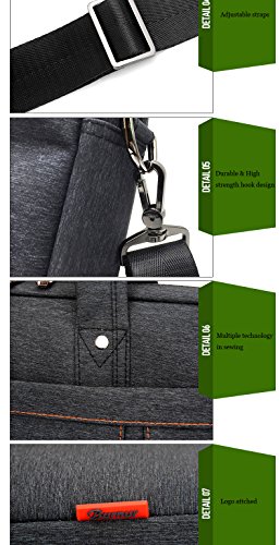 burnur Laptop Tasche und Schulter Messenger Tasche, für Laptops, MacBooks passt für bis zu 39,6 cm – Schwarz - 4