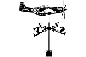 Airber Weathervanes, Plane Decorative Wind Vane Weather Vane Black Garden Mount Yard Decoration, Stainless Steel Weather Vane Farm Retro Durable Scene Vintage Weather Vane Hollow Wind Direction