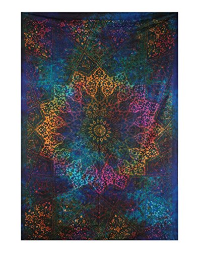Tapisserie Twin Blue Tie Dye Bohemian Elephant Star Mandala Wandbehang Boho Hippie Strand Überwurf Vorhang