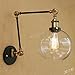 Produktbild Lithx Industrielle Verstellbare Swing Arm Wandleuchte Schwarz Eisen Metall Wand Leuchte Transparent Glas Lampenschirm Wandleuchte für Lager Garage Keller Bar