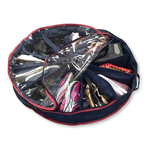 Preisvergleich Produktbild Schuhaufbewahrungstasche, PANXIA Multifunktionsrunder transparenter staubgeschützter Schuh Organizer mit 12 Grids