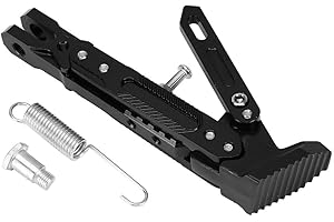 Aramox Motorcycle Kickstand, Motorcycle Accessories Motor Scooter Modified CNC Aluminum Alloy Adjustable Tripod Kickstand Foot Side Support Stand