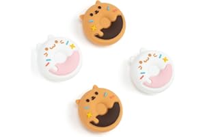 DLseego Cute Thumb Grips Caps Compatible avec la Switch/Switch Lite Joycon, 4PCS Manette Analogique en Silicone Souple pour Contrôleur Switch OLED,Blanc&Emprunter