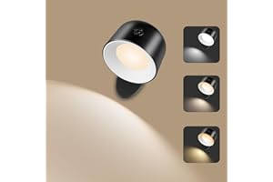 AISUO Wall Light, Touch & Remote Control Light, 7 Color Temperature & 5 Brightness Levels, 360 Degree Rotate Ball, Built-in 2500mAh Battery, Rechargeable Wall Light for Bedroom, Living Room.(Black)