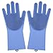 Produktbild JLKPBX Hitzebeständiges 2 in 1 leicht zu reinigendes Geschirr. Große Wiederverwendbare Haushaltshandschuhe für die Küche11.5x32.5cm blau
