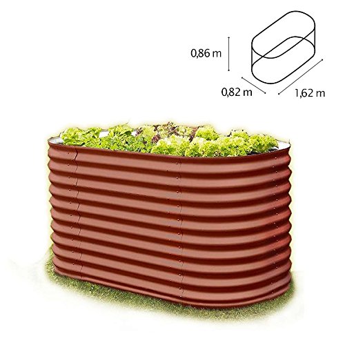 Hochbeet rot 162 x 82 x 86 cm Form oval Bausatz aus Metall-Blech von Gartenpirat®