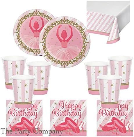 Ballerina Ballet Party Kit for 8 Plates Cups Napkins Tablecover