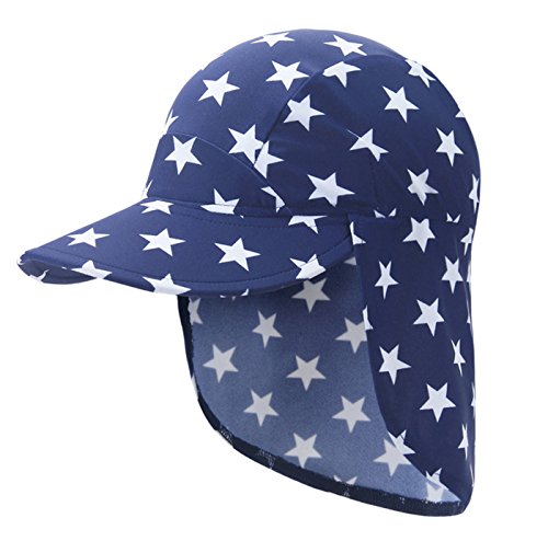 Preisvergleich Produktbild Happy Cherry Kinder Sonnenhut mit Nackenschutz Sommer Schirmmütze UV-Schutz Schlapphut Stern Druck kappe unisex kinder Mütze Kopfumfang 47cm Für 2-3 Jahren