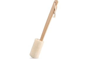 NICEMOVIC Natural Loofah Back Scrubber Exfoliating Luffa Loofa Bath Brush On a Stick, 15.75'' Wooden Handle Loofah Tubular Sponge Back Brush for Men & Women, Bath Spa Shower Sponge Body Back Scrubber Pack of 1