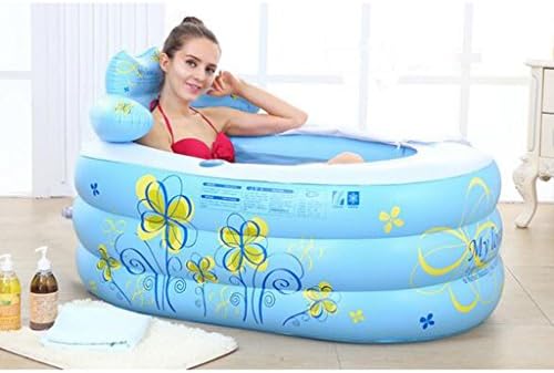 Meters Inflatable Bathtub Adult Portable Foldable PVC Plastic Tub With Air Pump ( Color : Blue , Size : S )