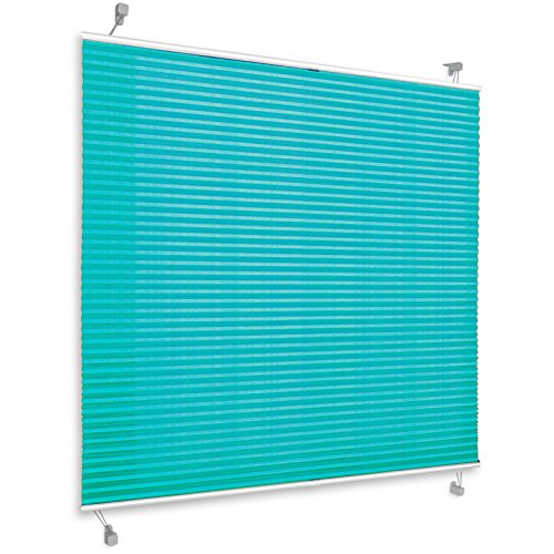 casa pura® Plissee Rollo | mit eleganter Crushed Optik | Klemmfix ohne Bohren | lichtdurchlässig & blickdicht | petrolblau | 24 Größen (90x150cm) - 3