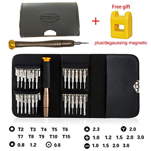Preisvergleich Produktbild JTENG Gehärtet Schraubendreher Set 25-teilig Präzisions Minischraubenziehern Magnetisierbar Reparatur Set, Torque, Schlitz, Kreuzschlitz, Etui für die Elektronik PC Laptop Werkzeugset Plus / Entmagnetisieren Magnetic