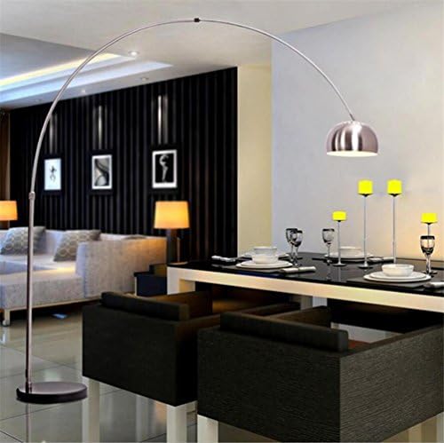 WQRTT® Floor Lamp Retro Style Silver Balck Marble Base Style Arc Floor Standing Lamp , B