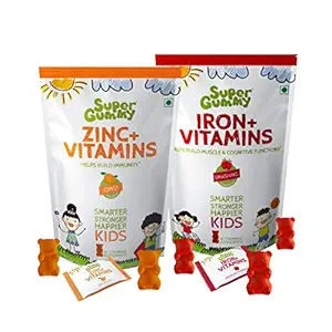 Super Gummy Iron & Zinc Gummies for Kids, Immunity Boost & Improve Cognition (Combo 2 Pack, 30 Chewable Gummy Bears Per Pack)