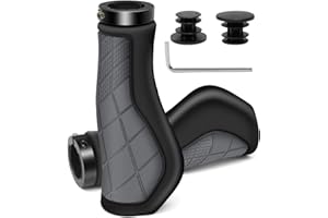 REETEE Poignée de Guidon de Vélo Caoutchouc Antidérapant Poignées VTT, Poignées de Vélo Ergonomiques avec Serrure en Aluminium, Poignée de Bicyclette pour 22 mm Scooter/BMX/Urbain vélo