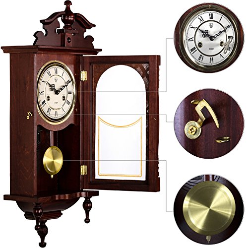 Wanduhr ORPHEUS mahagoni, 73 cm x 29 cm x 15 cm, Regulator, Pendeluhr antik - 2